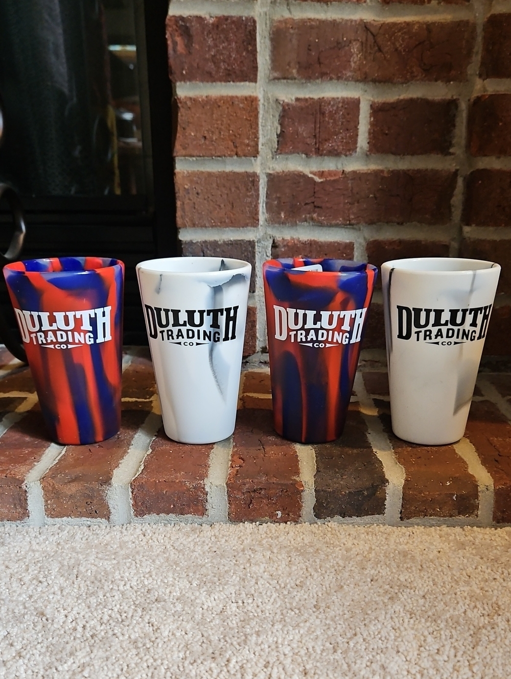 Duluth Trading Co Red, Blue & White Silicone Pint Cup Set of 4